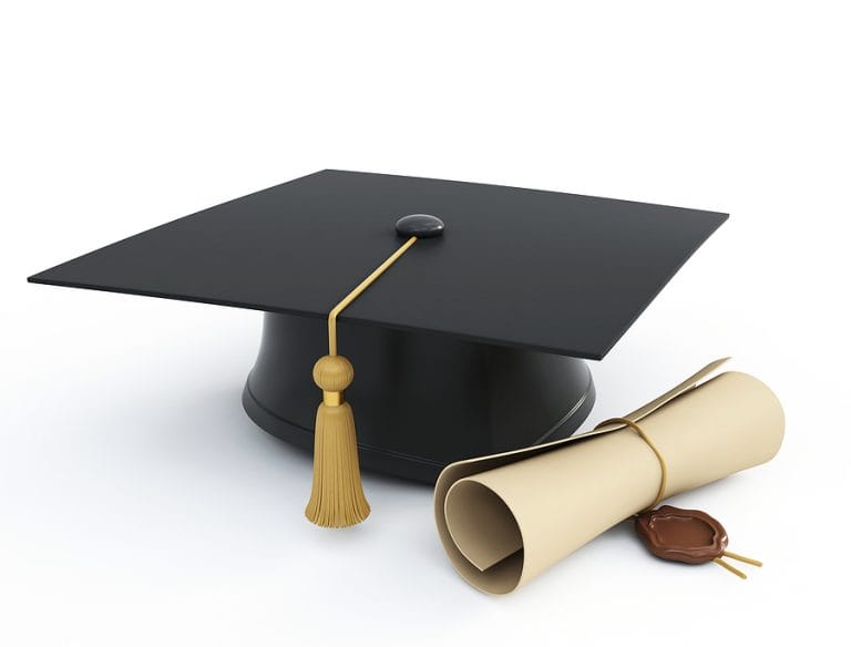 graduation cap and diploma